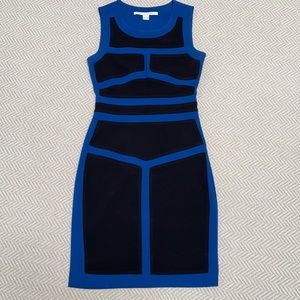 DIANE VON FURSTENBERG Colour Blocked Little Black Dress